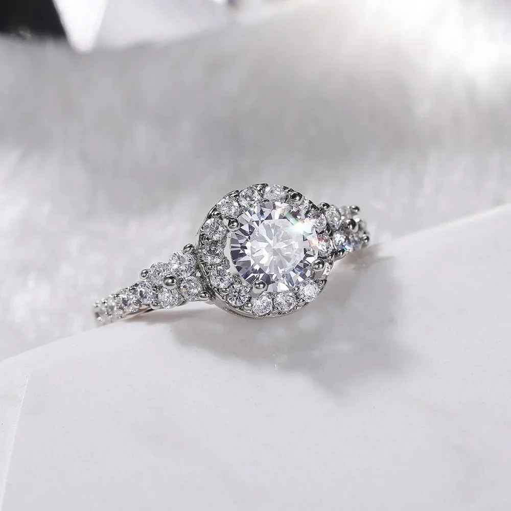 😍Classic Engagement Anillos Pure CZ Wedding Beautiful Ring for Women, L101